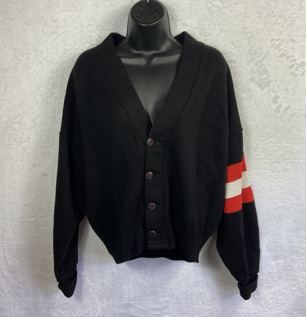Vintage Dehen Knitting Co Varsity Cardigan Sweater Women’s Made In USA L